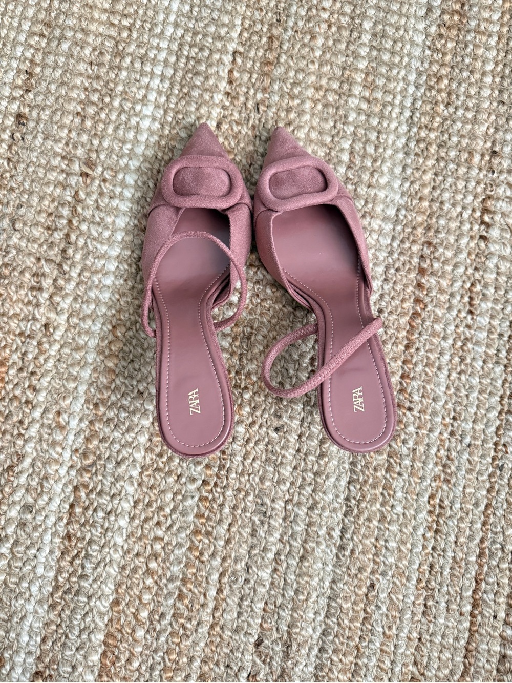Zara Mauve Pointed Toe Buckle Heels